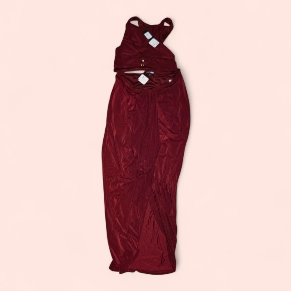 Fashion Nova Burgundy High-Low Skirt - Picture 3 of 3
